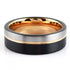 Men 8mm Tungsten Black Silver WRose Gold Grooved Line Comfort-Fit Wedding Band